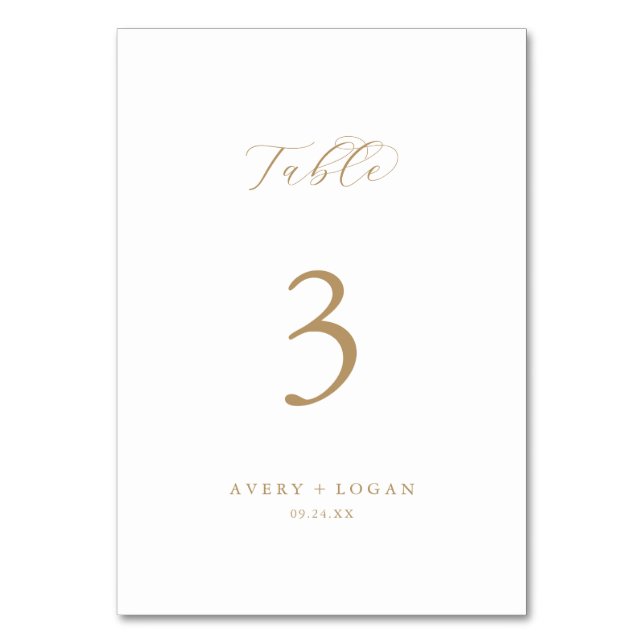 Numeração De Mesa Número de Tabela de Script Dourado Elegante (Frente)