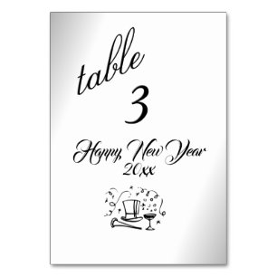 Numeração De Mesa Número de Tabela do Feliz ano novo Silver