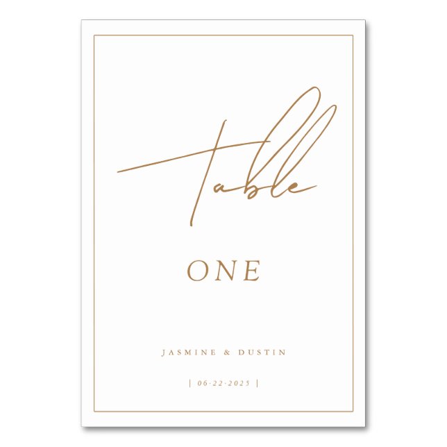 Numeração De Mesa Número de Tabela Dourada de Casamento de Script Mo (Frente)