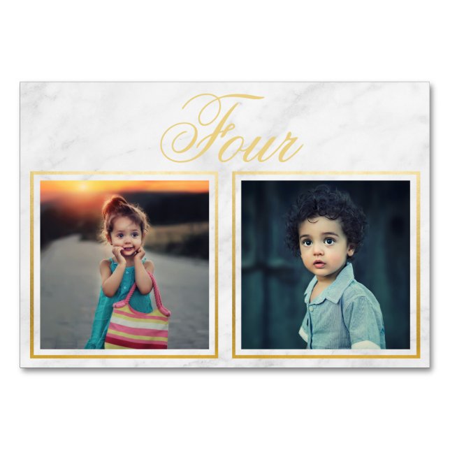 Numeração De Mesa Número de Tabela Dourada Marble Elegante de Idade  (Frente)