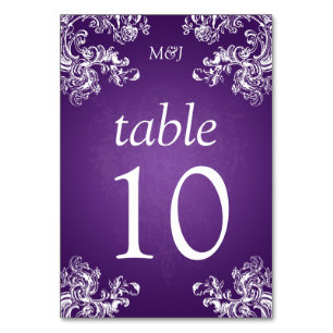 Numeração De Mesa Número de Tabela Elegante Roteiros Vintage 2 Roxo