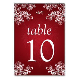 Numeração De Mesa Número de Tabela Elegante Roteiros Vintage 2 Verme
