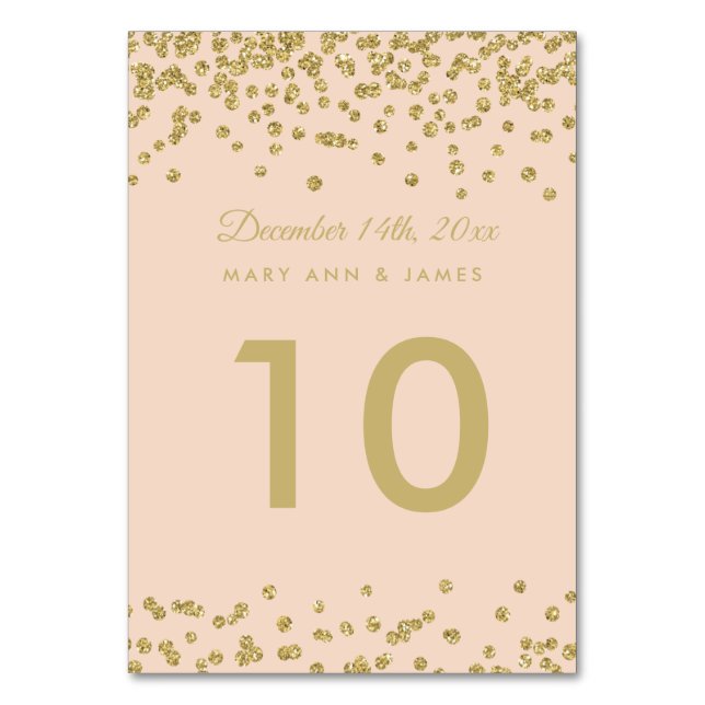 Numeração De Mesa Número de Tabela: Faux Glitter Confetti Blush Rosa (Frente)