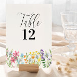 Numeração De Mesa Número de Tabela Flor de Prados de Florestas Selva<br><div class="desc">Tabela de Recepções de casamento de flor selvagem Número que você pode personalizar com qualquer número de tabela, decorado com flores delicadas e lindas caligrafias. Este bonito design de flor silvestre a aquarela tem flores meadow agudas em azul-lilás cor-de-rosa e amarelo. Perfeito para temas de primavera e verão desde jardim...</div>