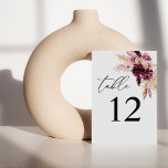 Numeração De Mesa Número de Tabela Floral Boho Rosa e Borgonha<br><div class="desc">Vestir suas mesas de casamento ou festas com a sua placa de número da tabela Floral de Boho Rosa e Borgonha.</div>