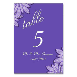 Numeração De Mesa Número de Tabela Floral bonito Roxo