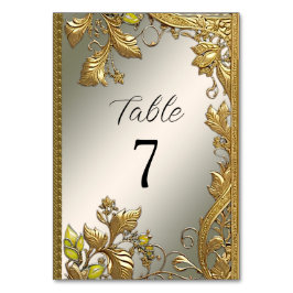 Numeração De Mesa Número de Tabela Floral Decorativa Dourada Elegant