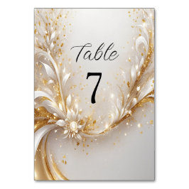 Numeração De Mesa Número de Tabela Floral Dourada Branco