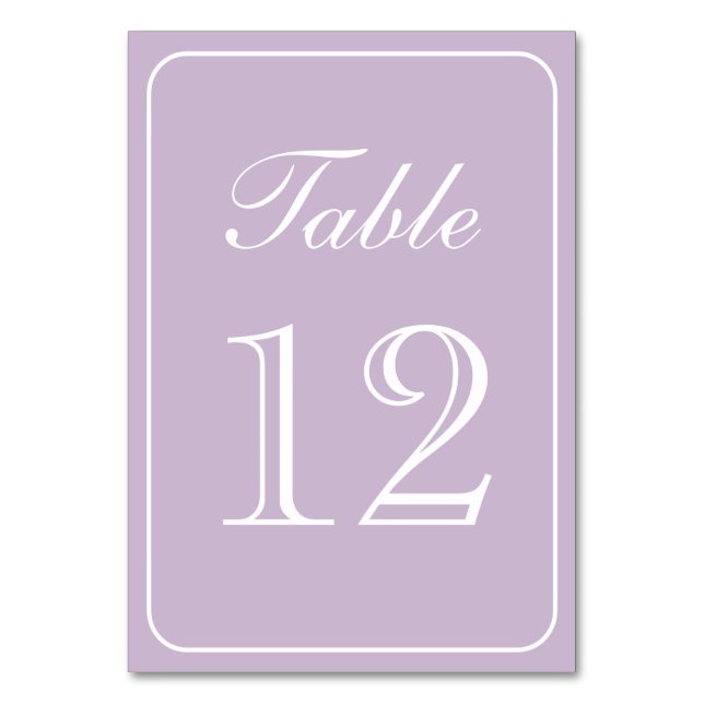 Numeração De Mesa Número de Tabela Lilac Simples Elegante (Frente)