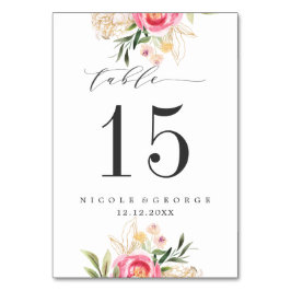 Numeração De Mesa Número de Tabela Personalizada de Pêonias Ouro WED