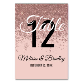 Numeração De Mesa Número de Tabela Rosa Cintilante com Brilho Dourad