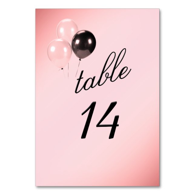 Numeração De Mesa Número de Tabela Rosa dos Balões (Frente)