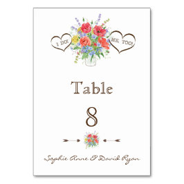 Numeração De Mesa Número de Tabela Rustic Watercolor Wils Flowers