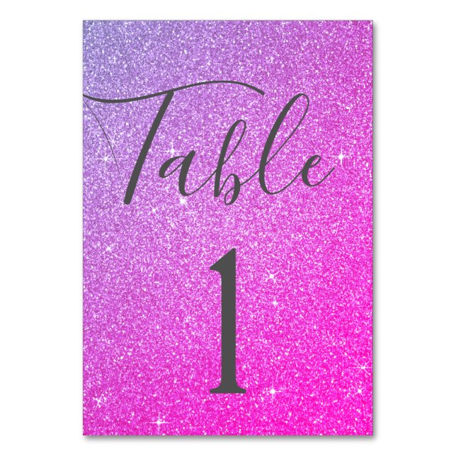 Numeração De Mesa Número de Tabela Sparkle Rosa Púrpura (Verso)