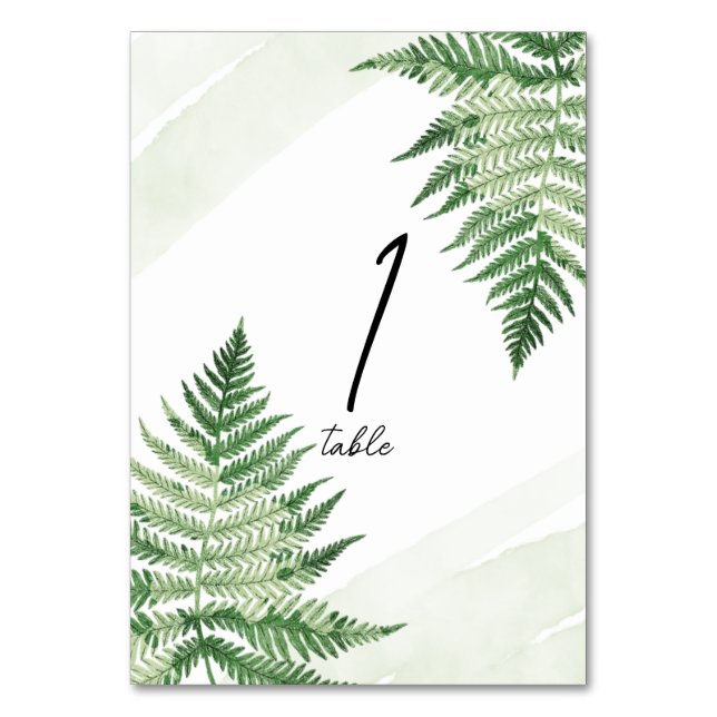 Numeração De Mesa Número de tabela verde mínima da linha férn (Frente)