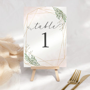 Numeração De Mesa Número de Tabelas de Folhas Verdes e Blush