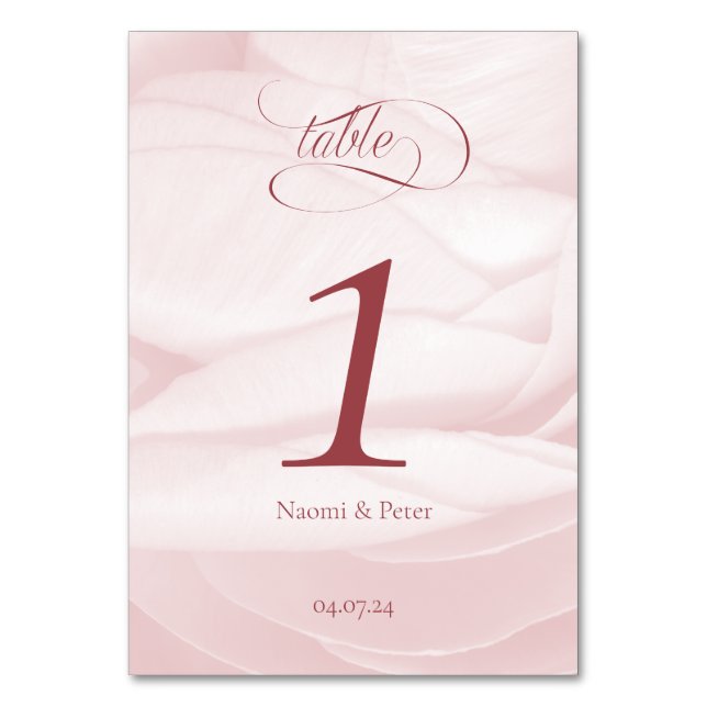 Numeração De Mesa Numéro de table pivoine calligraphie Mariage (Frente)