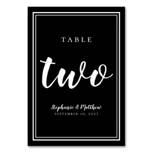 Numeração De Mesa Número Dois Preto e Branco Casamento Simples Moder