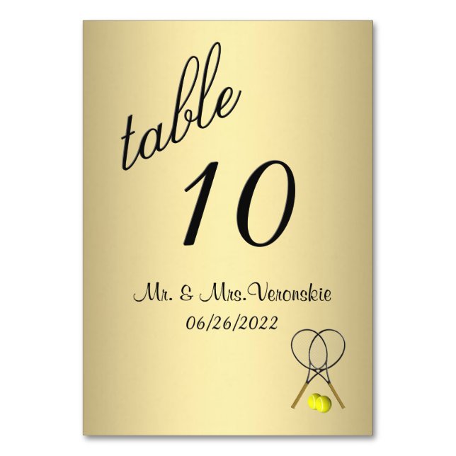 Numeração De Mesa Número Dourado da tabela Tênis (Frente)