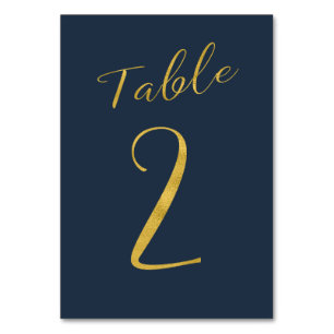 Numeração De Mesa Número elegante de tabela marinho dourado casado