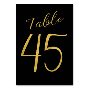 Numeração De Mesa Numero elegante preto de ouro de castigo