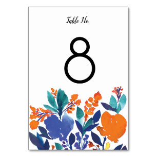 Numeração De Mesa Número floral vibrante da mesa da flor