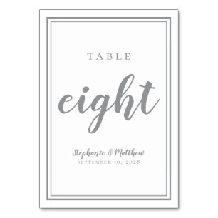 Numeração De Mesa Número Oito da Mesa de Casamento Simples   Cinza D