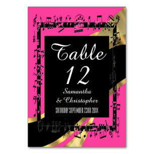 Numeração De Mesa Número personalizado rosa-quente, preto e dourado