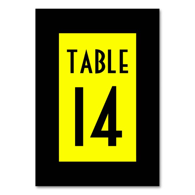 Numeração De Mesa Número Preto e Amarelo (Verso)