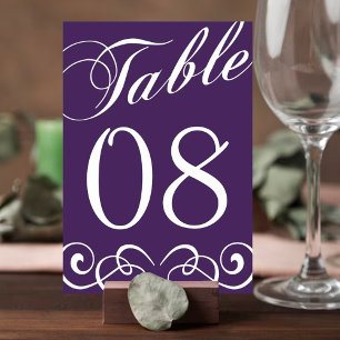 Numeração De Mesa Número roxo e branco elegante da mesa do casament