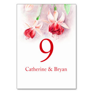 Numeração De Mesa Número vermelho fúcsia da mesa do casamento da