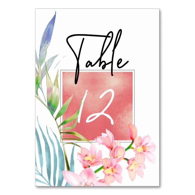 Numeração De Mesa Números da Mesa de Orquídea Rosa PixDezines (Verso)