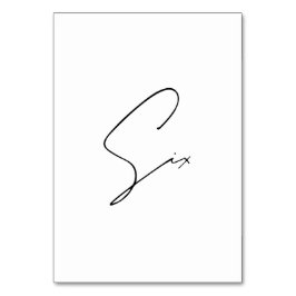 Numeração De Mesa Números da tabela da Mesa 6 Calligráfica Elegante