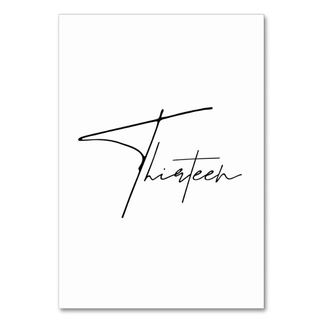 Numeração De Mesa Números da tabela da Mesa Calligráfica Elegante 13 (Frente)