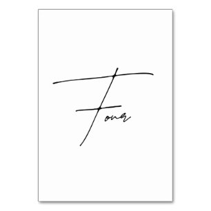 Numeração De Mesa Números da tabela Mesa 4 caligráfica Elegante