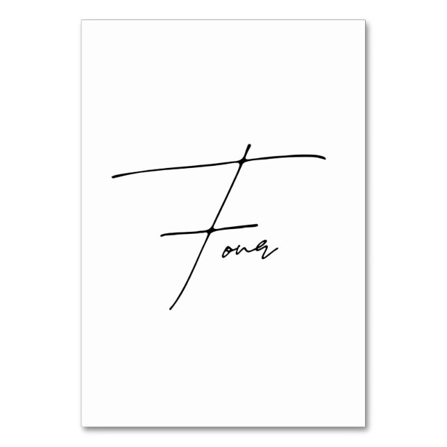 Numeração De Mesa Números da tabela Mesa 4 caligráfica Elegante (Frente)