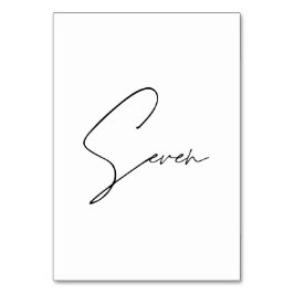 Numeração De Mesa Números da tabela Mesa 7 caligráfica Elegante