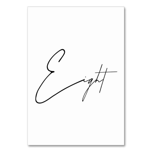 Numeração De Mesa Números da tabela Mesa 8 caligráfica Elegante (Frente)