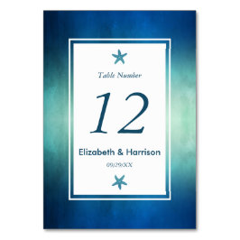 Numeração De Mesa Números de Casamento de Praia do Oceano de Aquarel