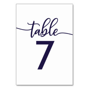 Numeração De Mesa Números de Mesa Caligrafia Elegante Azul Marinho