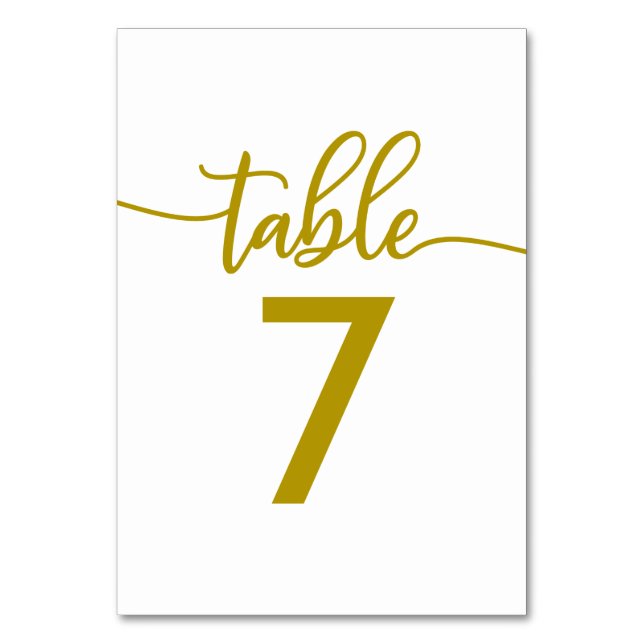 Numeração De Mesa Números de Mesa | Casamento com Letra Dourada Eleg (Frente)