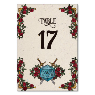 Numeração De Mesa Números de Mesa Casamento RPG Rosas Monograma D20