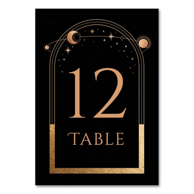 Numeração De Mesa Números de Mesa Casamento Sol Lua Celestial Ouro P (Frente)