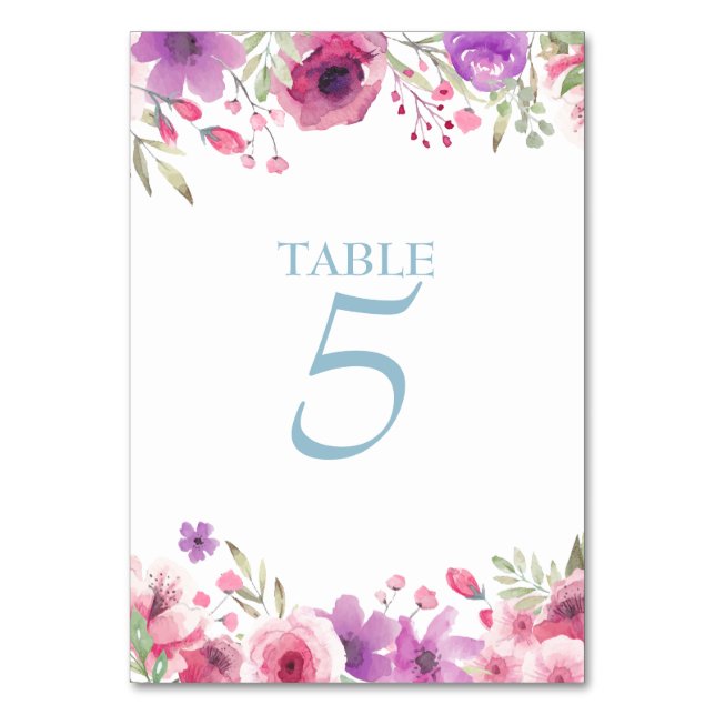 Numeração De Mesa Números de Mesa com Aquarela de Rosas de Jardim Co (Verso)