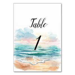 Numeração De Mesa Números de Mesa com Tema Mar em Aquarela Moderna