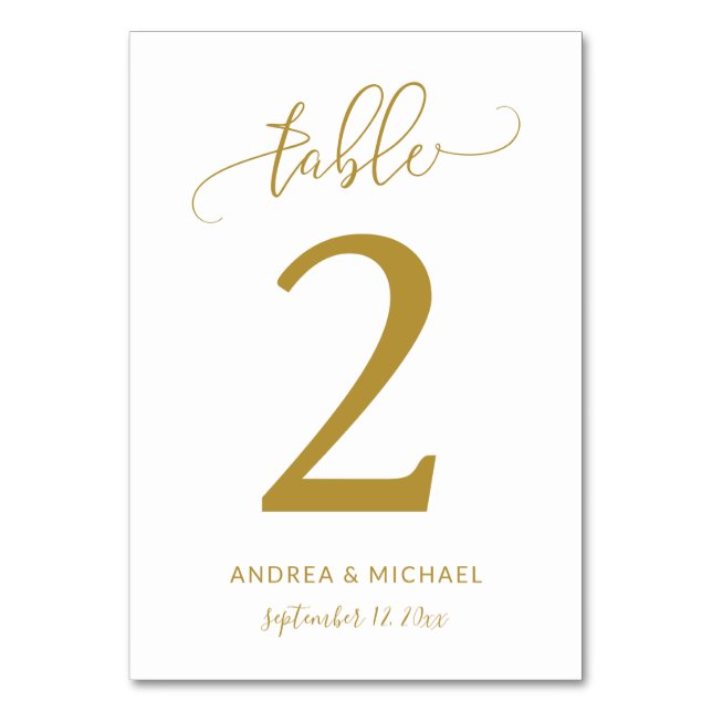 Numeração De Mesa Números de Mesa de Casamento | Bounce Script (Dour (Frente)