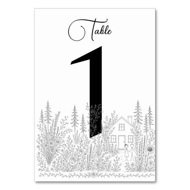 Numeração De Mesa Números de Mesa de Casamento com Desenho Minimalis (Frente)
