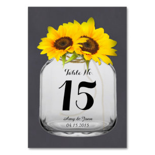 Numeração De Mesa Números de mesa de casamento de girassol Mason jar