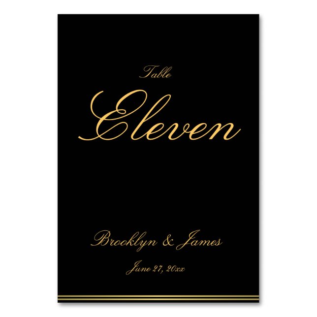 Numeração De Mesa Números De Mesa De Casamento Elegante Preto E Dour (Frente)