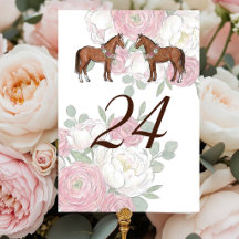 Números de Mesa de Casamento Equestre Cavalo